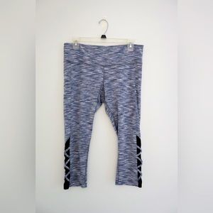 Champion Cropped Leggings Striped Pattern with Mesh Corset Sides Large (L)
